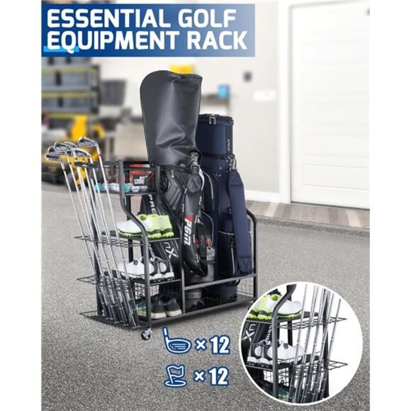 Golf Storage Garage Organizer, Golf Bag Storage Stand Other Golfing Equipment - Picture 3 of 7